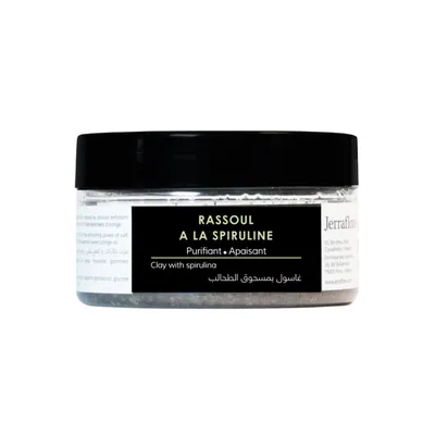 JERRAFLORE Rassoul à la Spiruline - Soin à l'argile nettoyant purifiant visage cheveux et corps - 120g