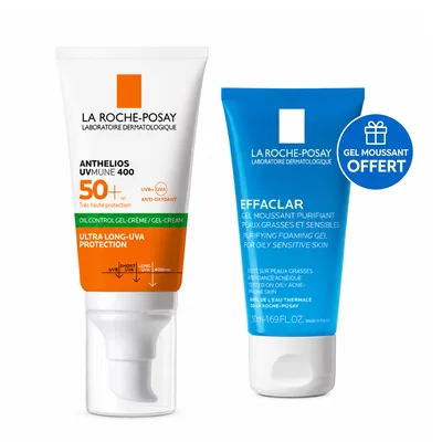 LA ROCHE POSAY Anthelios Uvmune 400 Gel-Crème Oil Control 50+ + Effaclar Gel Moussant 50 ml Offert