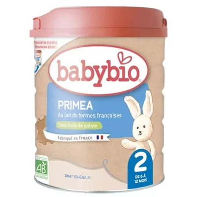 BABYBIO – Primea 2 au Lait de Ferme sans Huile de Palme 6-12mois Bio – 800g