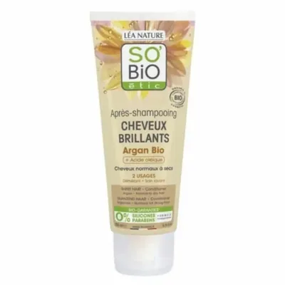 SO BIO – Apres-Shampoing Cheveux Brillants Argan et Acide Oleique Bio – 200ml