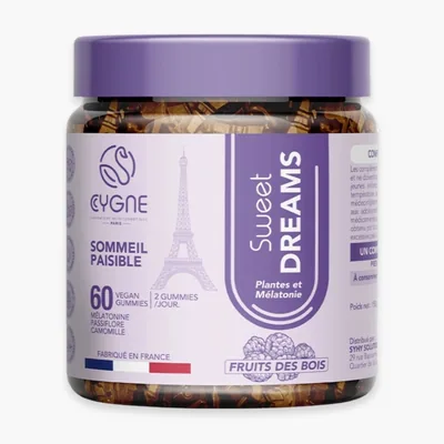 CYGNELAB – Sweet Dreams Plantes et Melatonine Sommeil Fruits des Bois – 60 Gummies