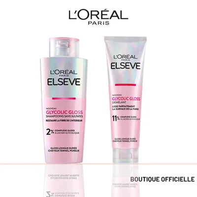 L'oréal Paris Elseve Duo Glycolic Gloss sans Sulfate Shampoing 200ml + Demeleant 150ml