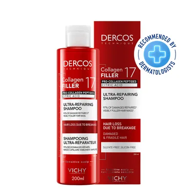 Vichy Dercos Shampooing Ultra-réparateur Collagen 17 Filler 200 Ml
